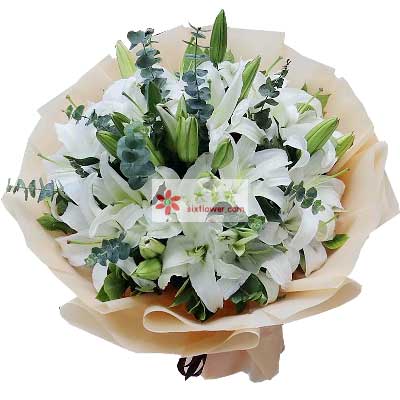 西双版纳9支白色多头百合，祝福你幸福