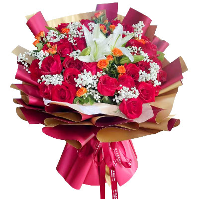 西双版纳33朵红玫瑰百合，爱如同花般绽放